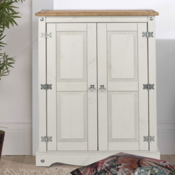 Corona 2 Door Grey Washed Wax Finish Cupboard - thumbnail 1