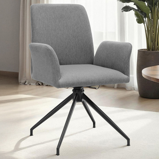 tectake Daya Anthracite Robust Fabric Upholstered Swivel Chair Set of 2 - image 1
