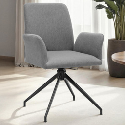 tectake Daya Anthracite Robust Fabric Upholstered Swivel Chair Set of 2 - thumbnail 1
