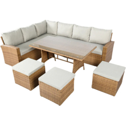 HGD Pelias 8 Seater Brown and Grey Rattan Garden Corner Dining Sofa Set - thumbnail 2