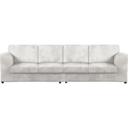 Luxor 4 Seater Silver Jumbo Cord Long Sofa with Full Back - thumbnail 2