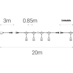 4lite Festoon Outdoor String Light Lamp Holder 20m - thumbnail 4