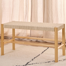 Florence Alvin 2 Seater Off White Weaved Bench