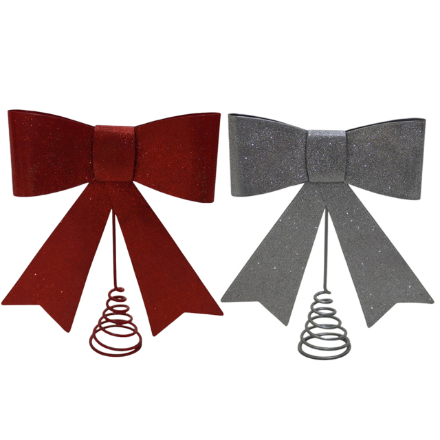 Red or Silver Metal Bow Tree Topper Red or Silver - image 1