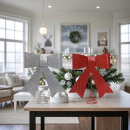 Red or Silver Metal Bow Tree Topper Red or Silver - thumbnail 2