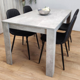 Kosy Koala 4 Seater Faux Leather Dining Set Stone Grey Effect and Black