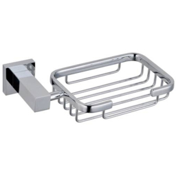 Nes Home Square Chrome Wall Mounted Soap Dish with Holder