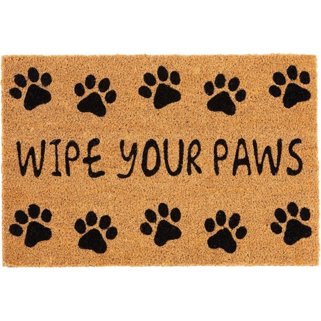 Eselle Astley Wipe Your Paws Printed Black Door Mat 40 x 60cm - image 1