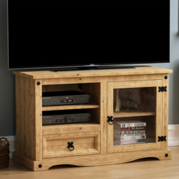 VIDA DESIGNS Corona Single Door Single Drawer Pine Entertainment Unit