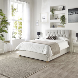 Catherine Lansfield Boutique Super King Size Light Silver Velvet Ottoman Bed - thumbnail 3
