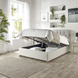 Catherine Lansfield Boutique Super King Size Light Silver Velvet Ottoman Bed - thumbnail 4