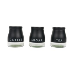 Set of 3 Stainless Steel Canisters Black - thumbnail 1