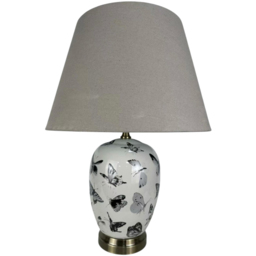 Acacia Home 41cm Ceramic Floral Table Lamp with Fabric Drum Shade