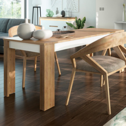 Florence Lyon 6 Seater 140 to 180cm Extending Dining Table Riviera Oak and White