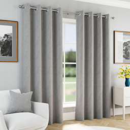 Enhanced Living Herringbone Grey Blackout Eyelet Thermal Curtains 117 x 183cm