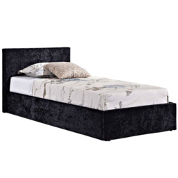 Berlin Single Black Crushed Velvet Ottoman Bed - thumbnail 2
