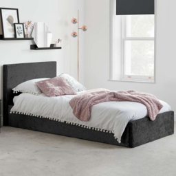 Berlin Single Black Crushed Velvet Ottoman Bed - thumbnail 1