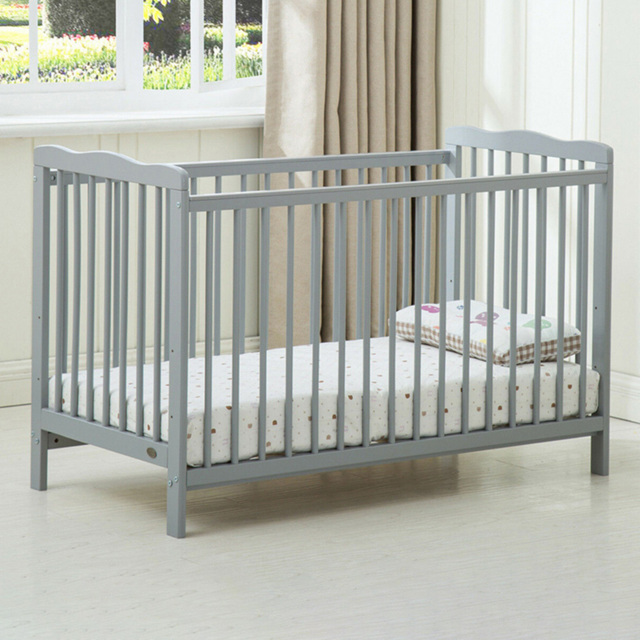 Brooklyn Grey Wooden Baby Cot Crib with Mattress - image 1