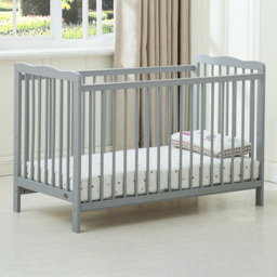 Brooklyn Grey Wooden Baby Cot Crib with Mattress