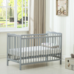 Brooklyn Grey Wooden Baby Cot Crib with Mattress - thumbnail 3