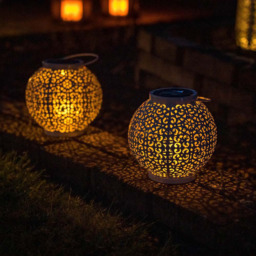 ValueLight Solar White Sphere Outdoor Lantern 2 Pack - thumbnail 2