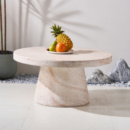 Desser Pisa Travertine Effect Pedestal Coffee Table - thumbnail 3
