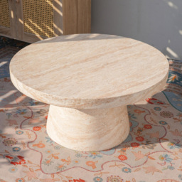 Desser Pisa Travertine Effect Pedestal Coffee Table - thumbnail 4