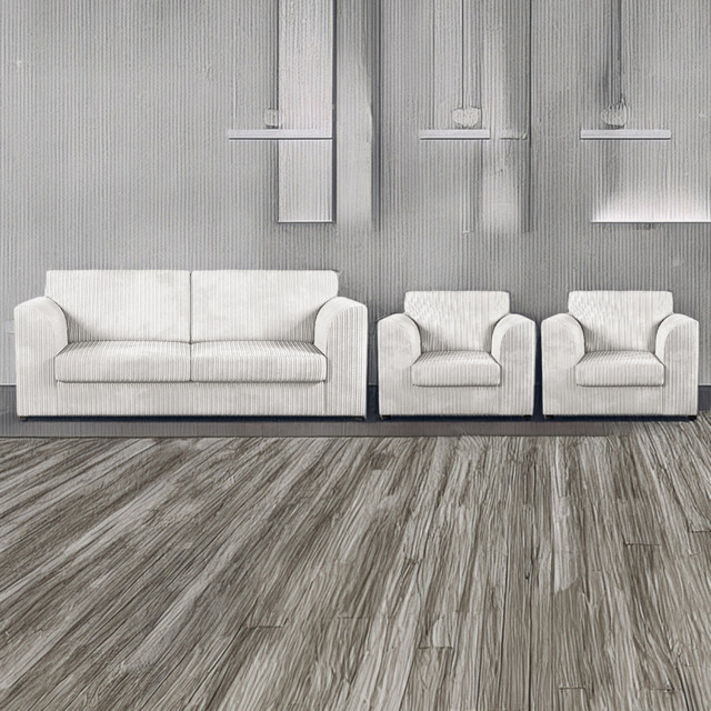 Luxor 5 Seater Silver Jumbo Cord Sofa Set with Full Back - image 1