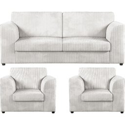 Luxor 5 Seater Silver Jumbo Cord Sofa Set with Full Back - thumbnail 2