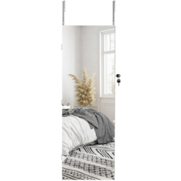 Portland Pink Lining Door Hanging Mirror Jewellery Cabinet