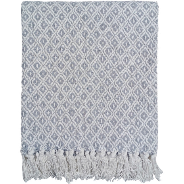 Rapport Home Silver Eden Recycled Cotton Geometric Throw 254 x 254cm - image 1