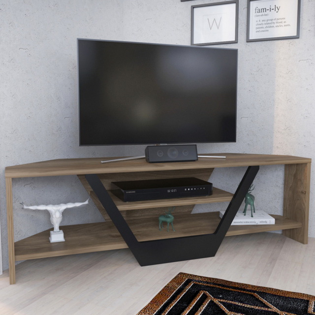 Decorotika Sares Walnut and Black 2 Shelf TV Unit - image 1