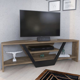 Decorotika Sares Walnut and Black 2 Shelf TV Unit