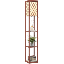 Portland Brown 3 Shelf Fabric Shade Floor Lamp