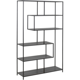 Florence Seaford 5 Shelf Black Large Metal Asymmetrical Bookcase - thumbnail 2