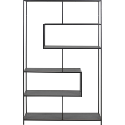 Florence Seaford 5 Shelf Black Large Metal Asymmetrical Bookcase - thumbnail 3