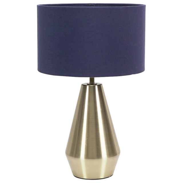 ValueLights Jax Navy Blue Shade Antique Brass Touch LED Table Lamp - image 1