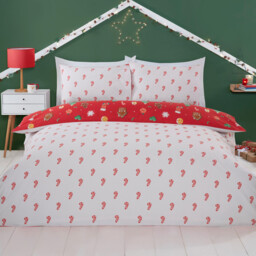 Candy Cane Lane Red and White Double Christmas Friends Reversible Duvet Set - thumbnail 2