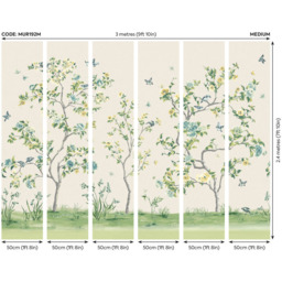Origin Murals Oriental Flower Tree Cream Wall Mural - thumbnail 3