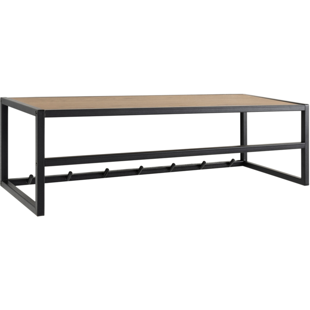 Florence Seaford Black Metal Wall Mounted Coat Rack with Oak Top - image 1