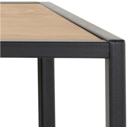 Florence Seaford Black Metal Wall Mounted Coat Rack with Oak Top - thumbnail 4