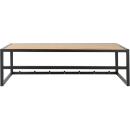 Florence Seaford Black Metal Wall Mounted Coat Rack with Oak Top - thumbnail 3
