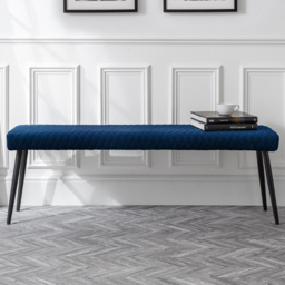 Julian Bowen Luxe 2 Seater Blue Low Dining Bench - thumbnail 1