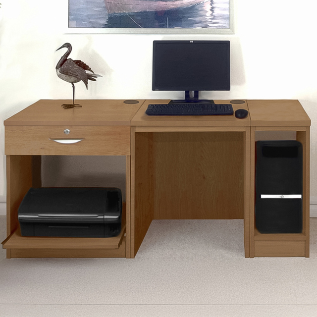 R White Cabinets SET-10-IN-EO Single Drawer Computer Desk Brown - image 1