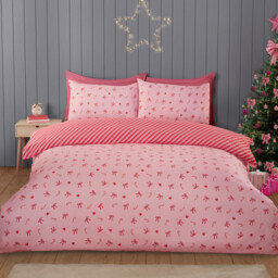 Candy Cane Bows Pink Double Duvet Set - thumbnail 1