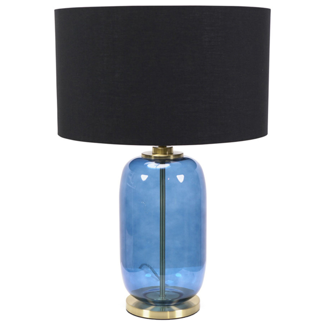 ValueLights Leigh Reni Black Shade Navy Blue Glass LED Table Lamp - image 1