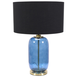 ValueLights Leigh Reni Black Shade Navy Blue Glass LED Table Lamp