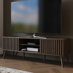 GFW Rowan Walnut 2 Door 2 Shelf Slatted TV Unit