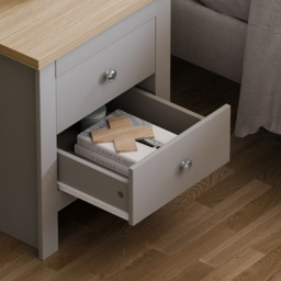 Vida Designs Arlington 2 Drawer Grey Bedside Table - thumbnail 3