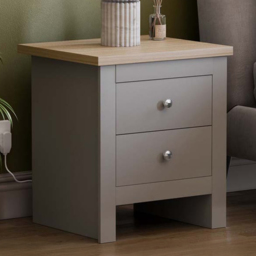 Vida Designs Arlington 2 Drawer Grey Bedside Table - thumbnail 1